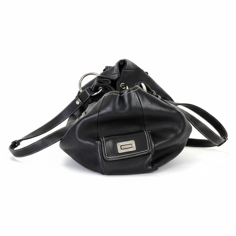 Ralph Lauren Black Pebbled Leather Shoulder Bag w/ Side Turn-Lock Pockets - Picture 2 of 15
